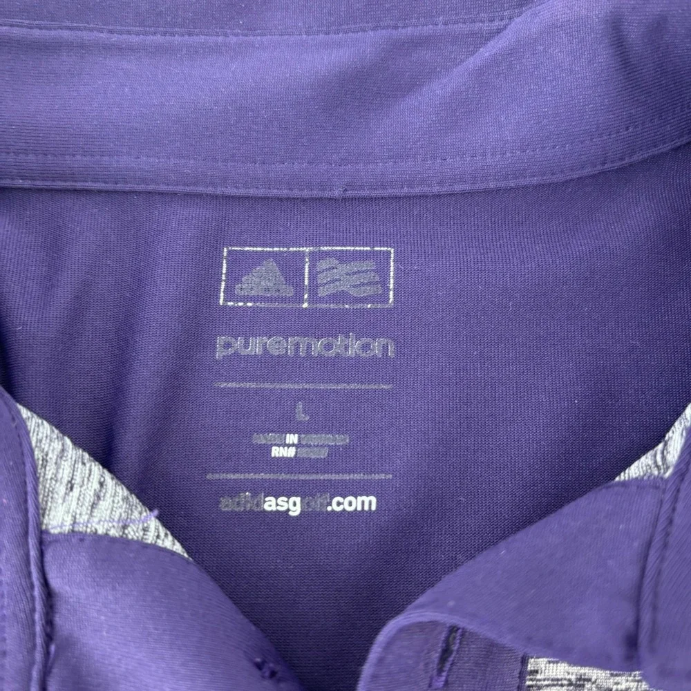 Adidas Puremotion Golf Polo Mens Large Purple Heather Grey Ruby Hill Golf Club